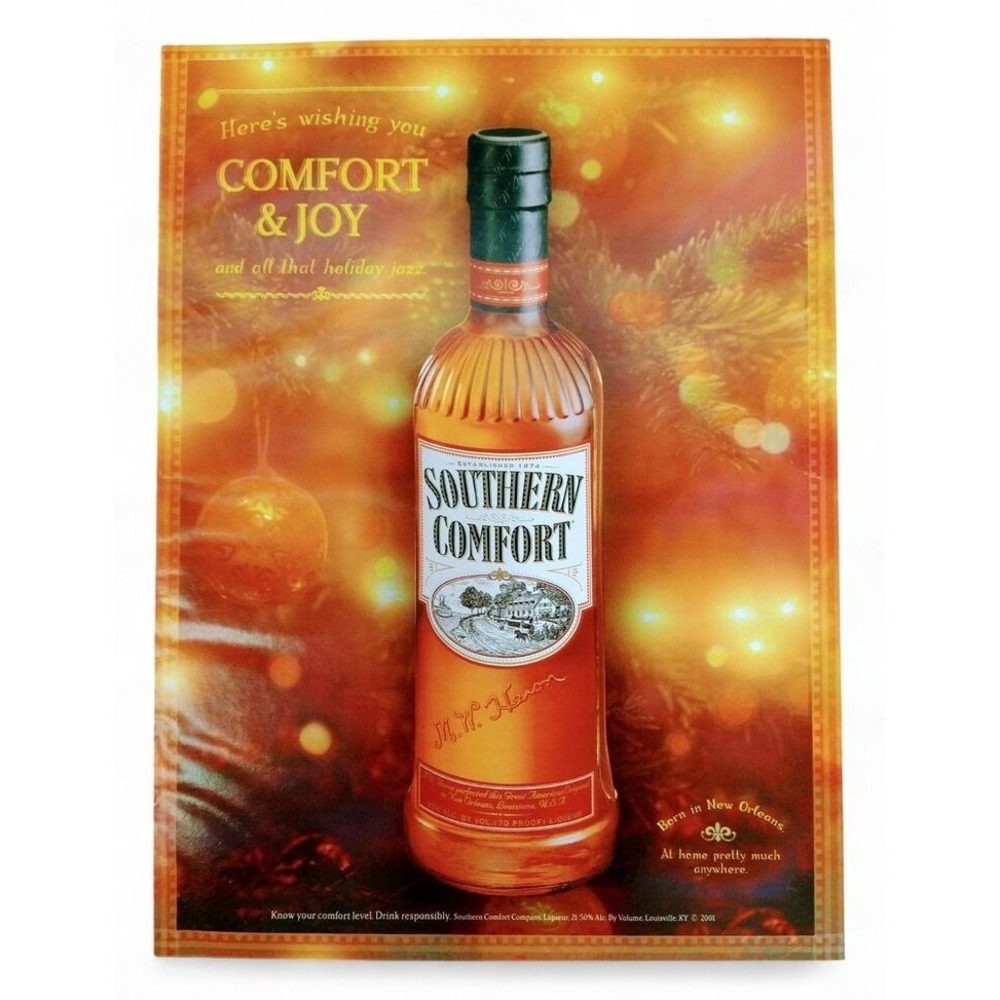 2001 Southern Comfort Print Ad Page Y2K "Comfort & Joy" Holiday‎ Jazz Ornaments